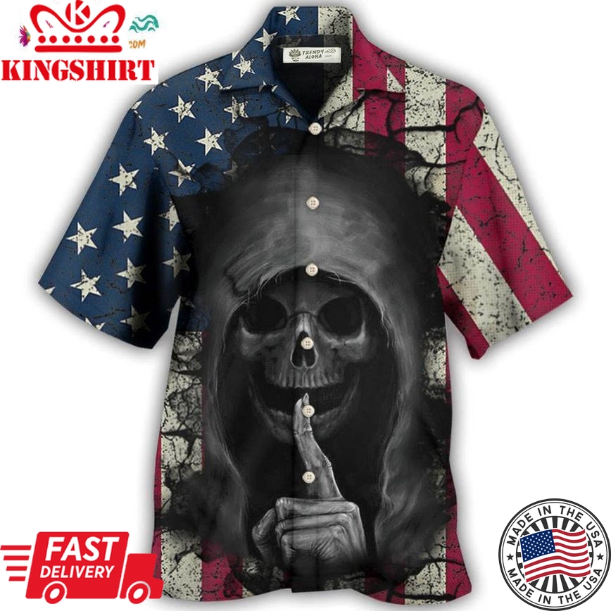 Skull Dark American Flag Vintage Hawaiian Shirt