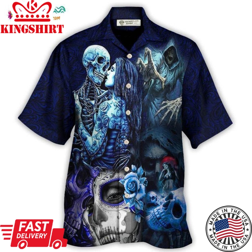 Skull Death Love In Heart Hawaiian Shirt