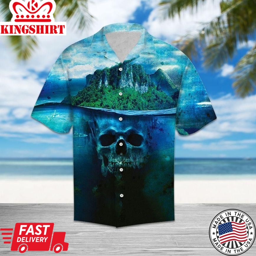 Skull Deep Water Blue Unique Design Trendy Hawaiian Shirt