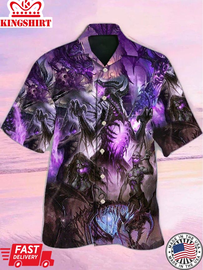 Skull Dragon Love Life Purple Hawaiian Shirt