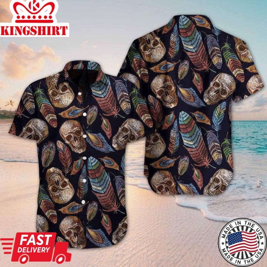 Skull Feather Trendy Hawaiian Shirt