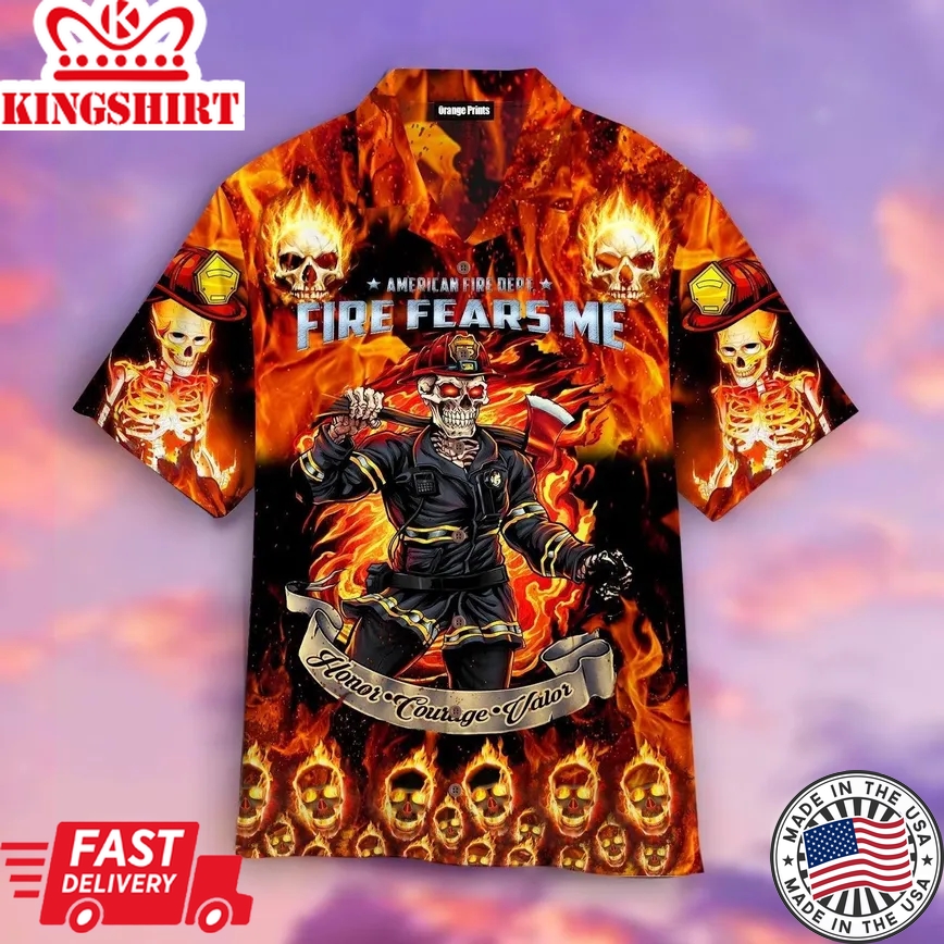 Skull Firefighter Trendy Hawaiian Shirt For