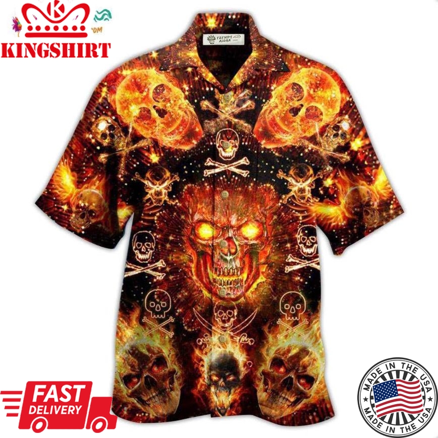 Skull Flaming Hawaiian Shirt