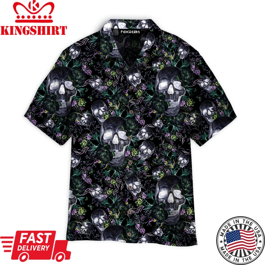 Skull Florals Halloween Style Pattern Trendy Hawaiian Shirt