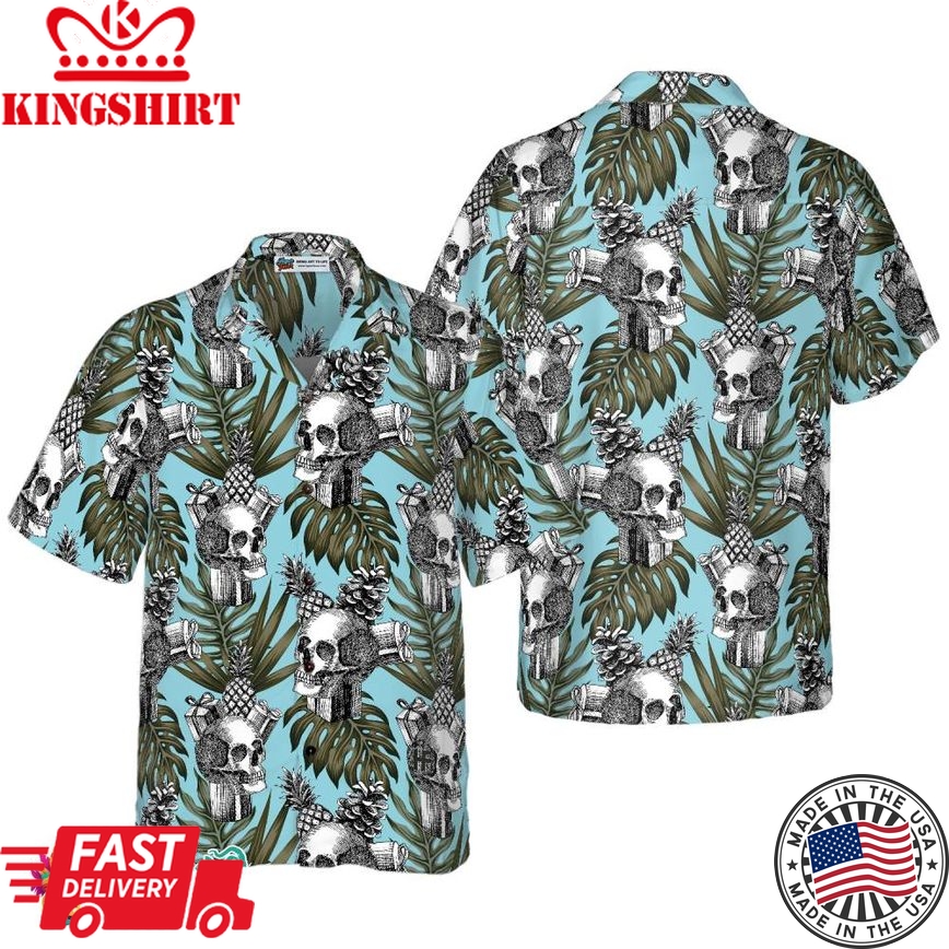 Skull Gift Pine Apple Cone Tropical Hawaiian Shirt