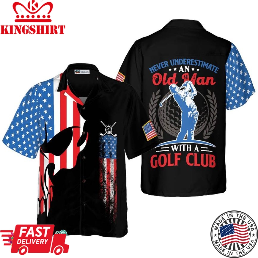 Skull Golf With American Flag Hawaiian Shirt