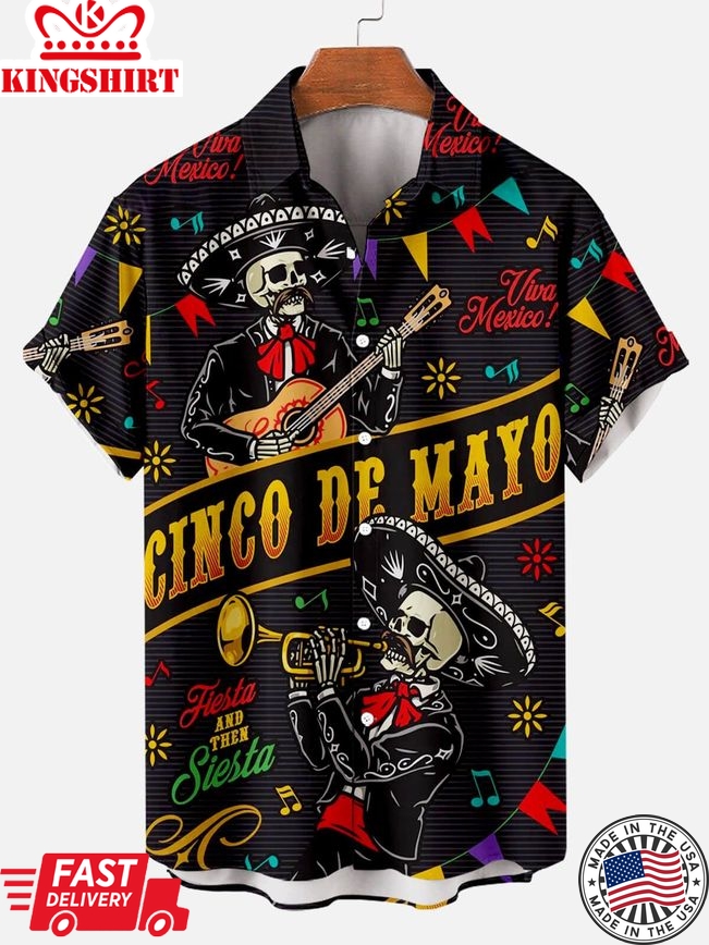 Skull Guitar Cinco De Mayo Short Sleeve Shirt