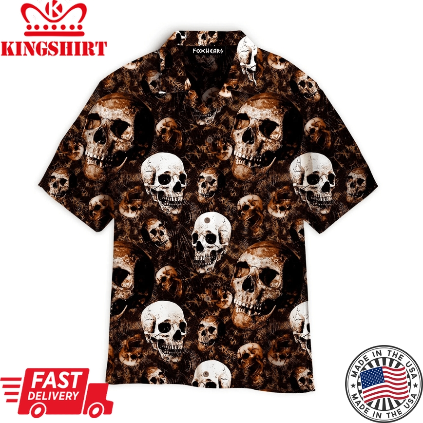 Skull Halloween Pattern Aloha Trendy Hawaiian Shirts For