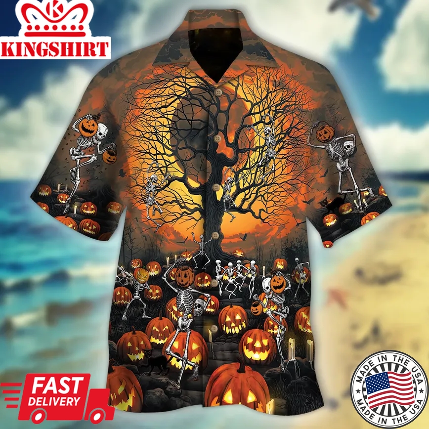 Skull Halloween Trendy Hawaiian Shirt, Skull Lover Trendy Hawaiian Shirt For