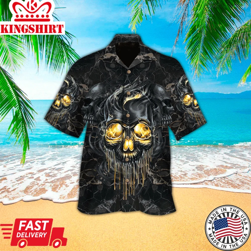 Skull Hawaii Shirt, Perfect Trendy Hawaiian Shirt For Skull Lover, Trendy Hawaiian Shirt For Men