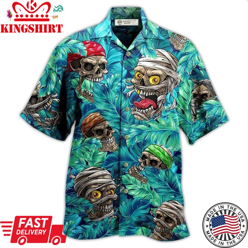 Skull Hide And Seek Tropical Leaf Hawaiian Shirt