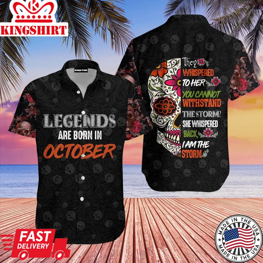 Skull Legends Are Born In October Trendy Hawaiian Shirt