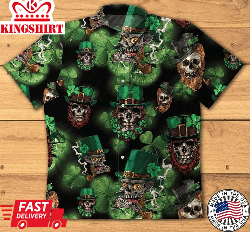 Skull Leprechaun Irish Happy St Patrick's Day Hawaiian Shirt