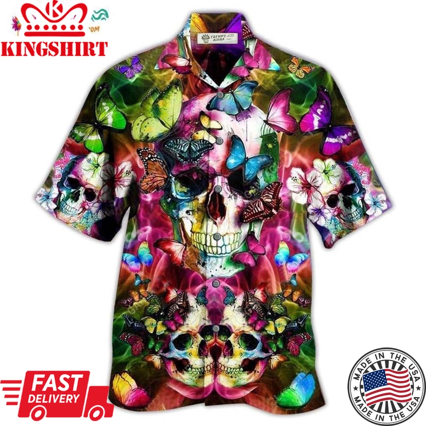 Skull Love Life Cool Floral Hawaiian Shirt