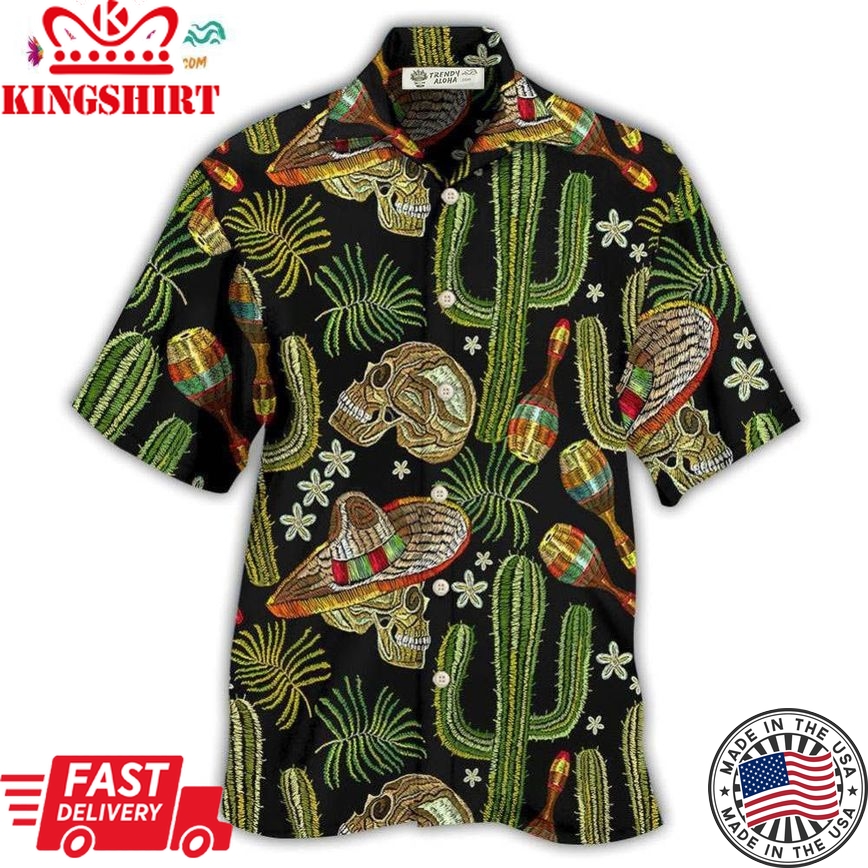 Skull Mexican Skull Black Style Hawaiian Shirt