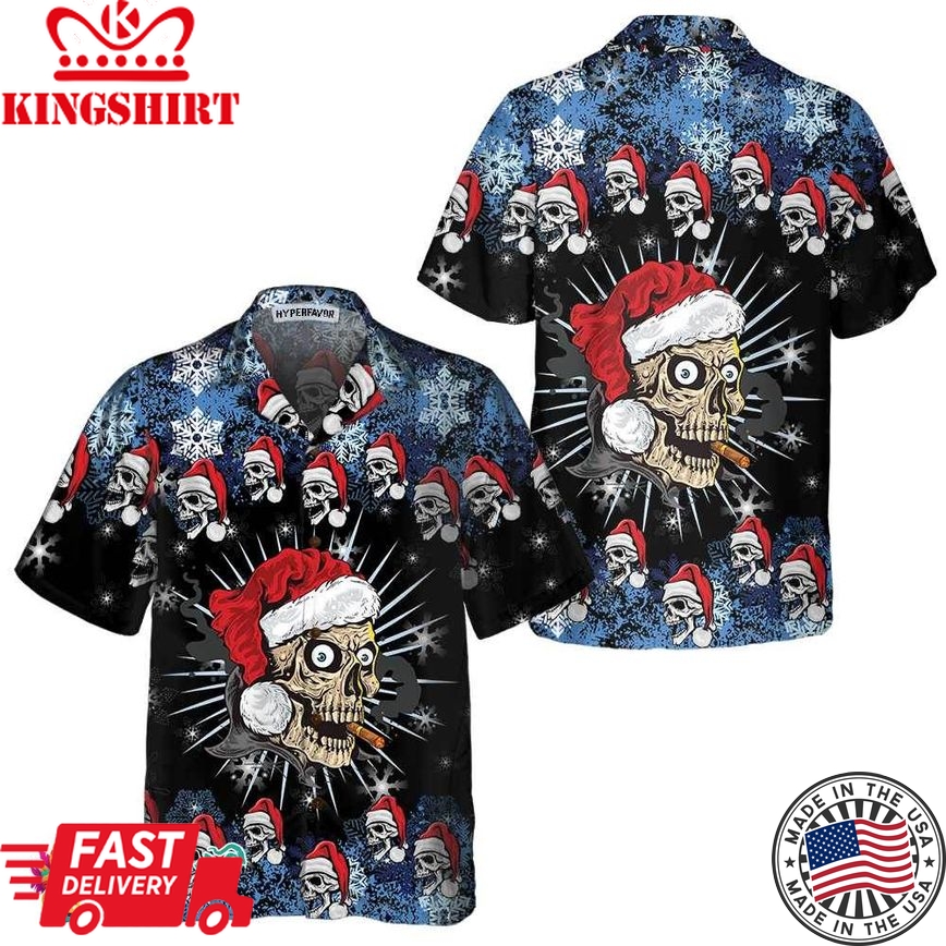 Skull Naughty Face Christmas Edition Hawaiian Shirt, Christmas Skull Shirt, Unique Gift For Christmas