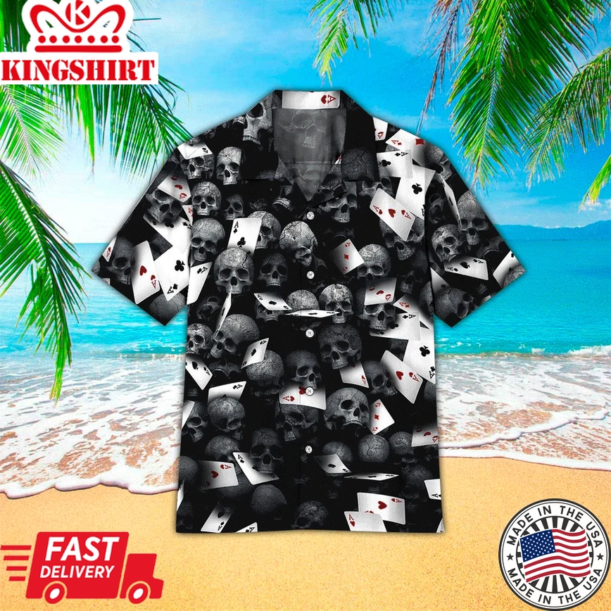 Skull Pocker Black Trendy Hawaiian Shirt, Gift For Skull Lovers, Trendy Hawaiian Shirt For Men, Women, Adult