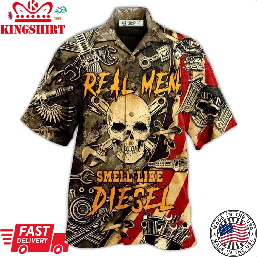 Skull Real Men Smell Like Diesel Hawaiian Shirt