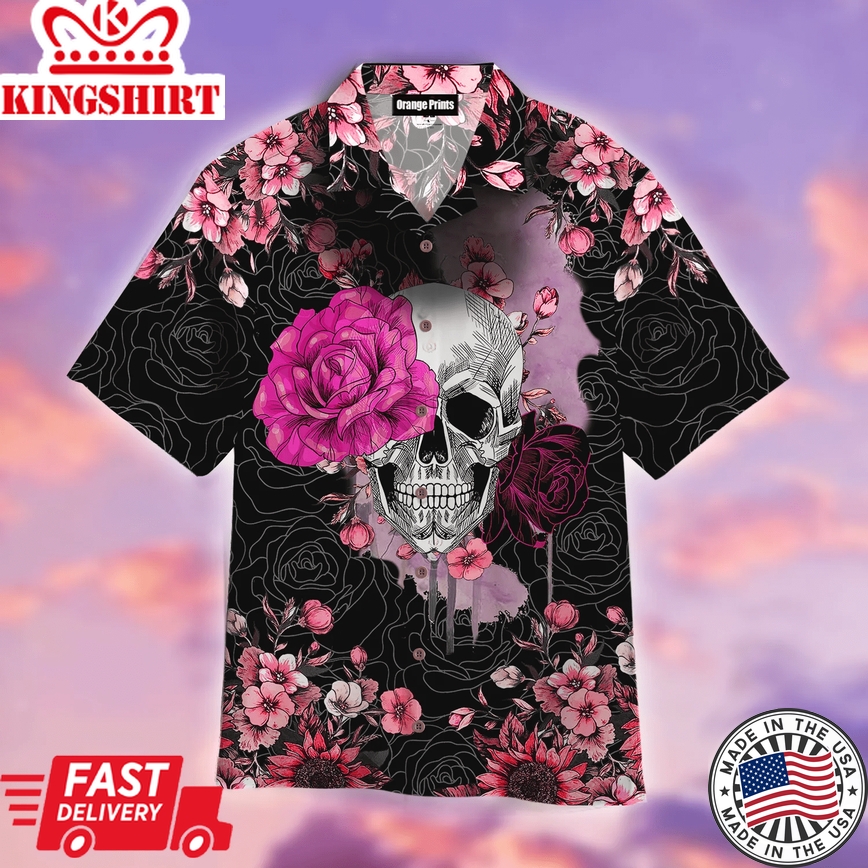 Skull Rose Flower Trendy Hawaiian Shirt For