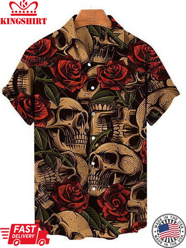 Skull Rose Men's Short Sleeve Shirt