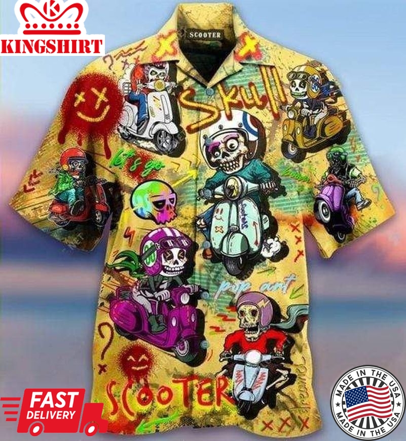 Skull Scooters Trendy Hawaiian Shirt