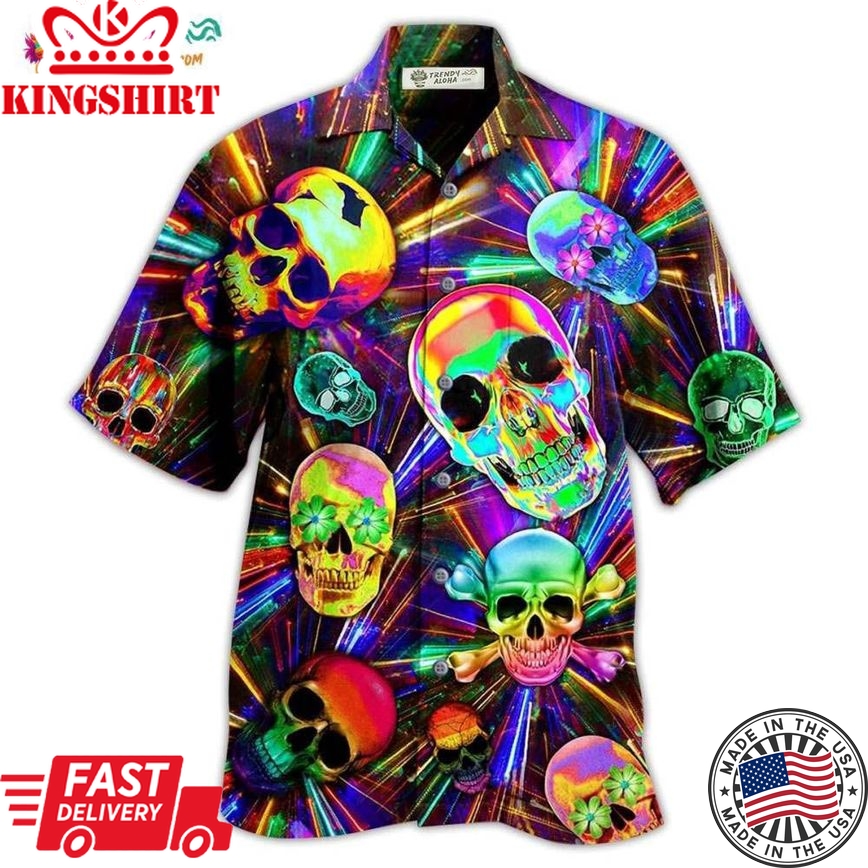 Skull Smile Happy And Fullcolor Hawaiian Shirt