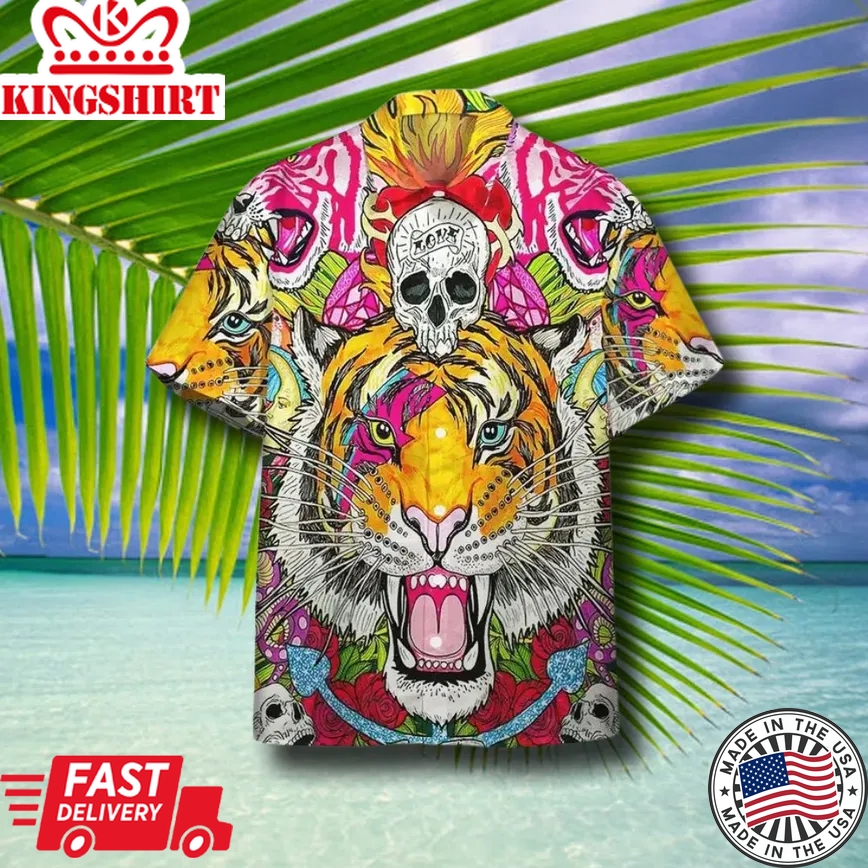 Skull Tiger Trendy Hawaiian Shirt