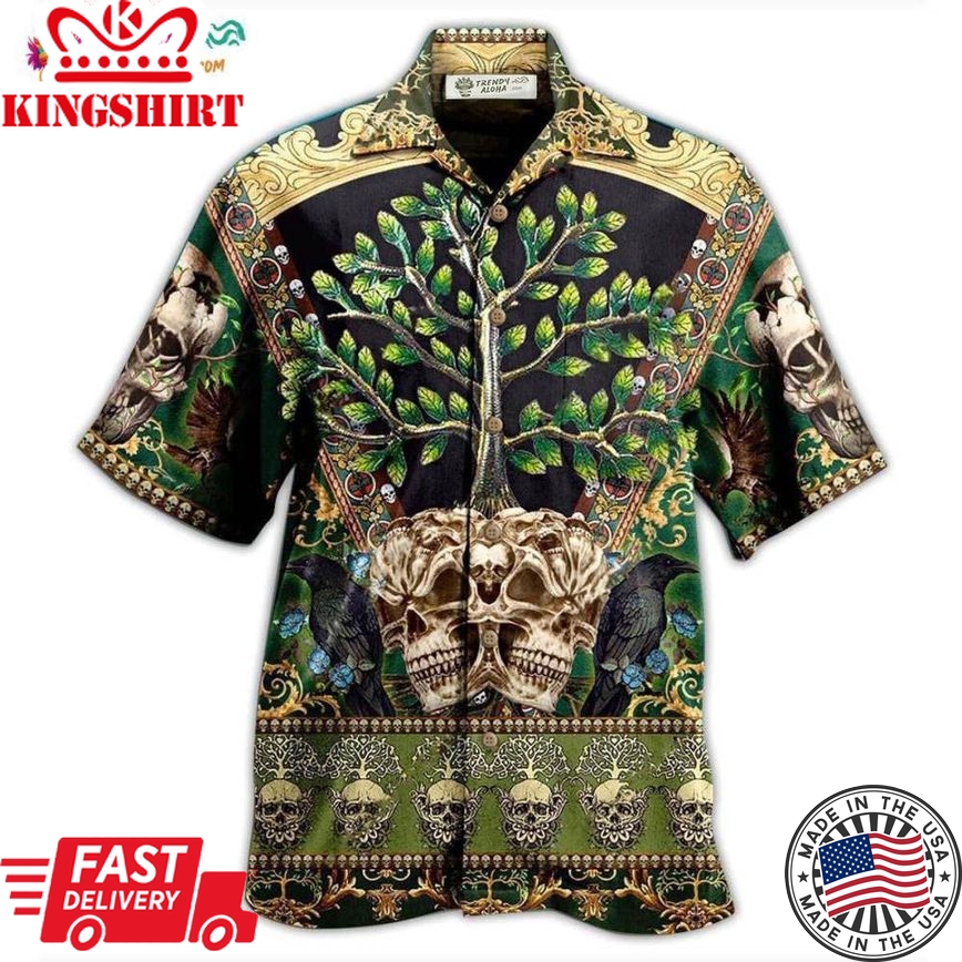 Skull Trees Style Love Green Cool Hawaiian Shirt