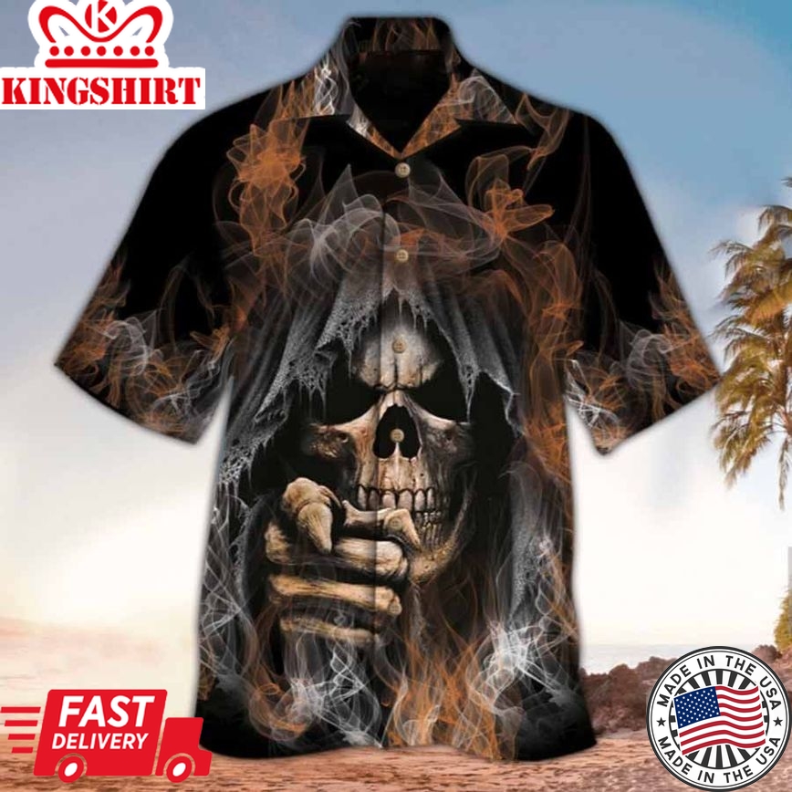 Skull Trendy Hawaiian Shirt, Perfect Skull Clothing, Hawaii Shirt Men, Skull Aloha Shirt