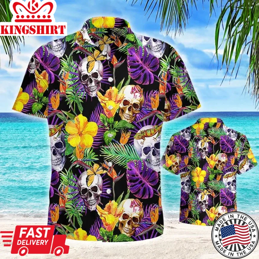 Skull Tropical Trendy Hawaiian Shirt