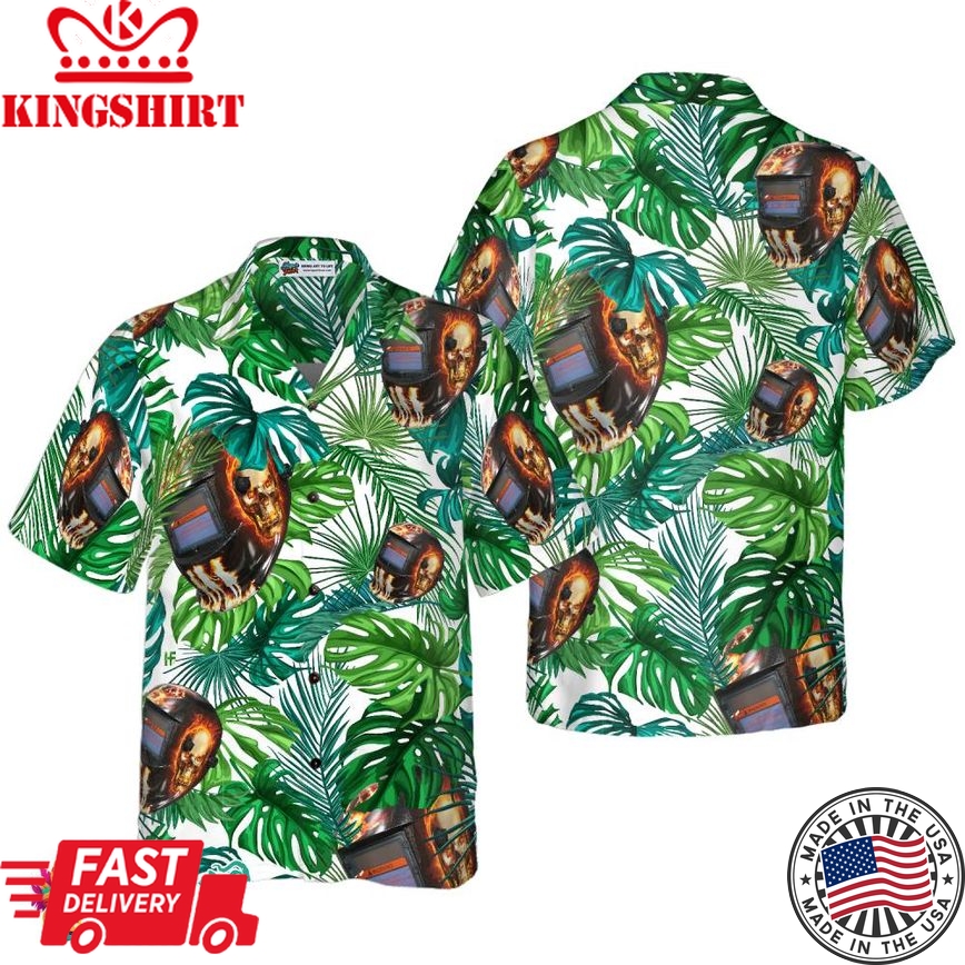 Skull Welder Helmet Tropical Hawaiian Shirt