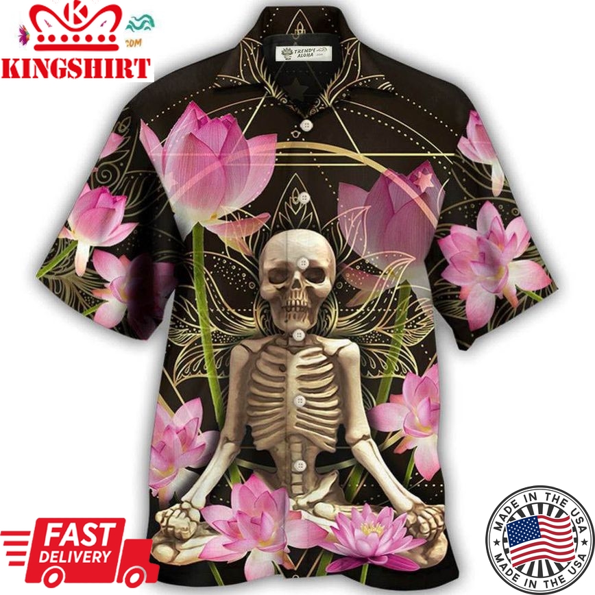 Skull Yoga Lighting Lotus Flower Hawaiian Shirt