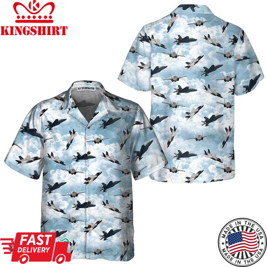 Sky Aircraft Hawaiian Shirt, Airplane Aloha Shirt, Aviation Shirt For Men