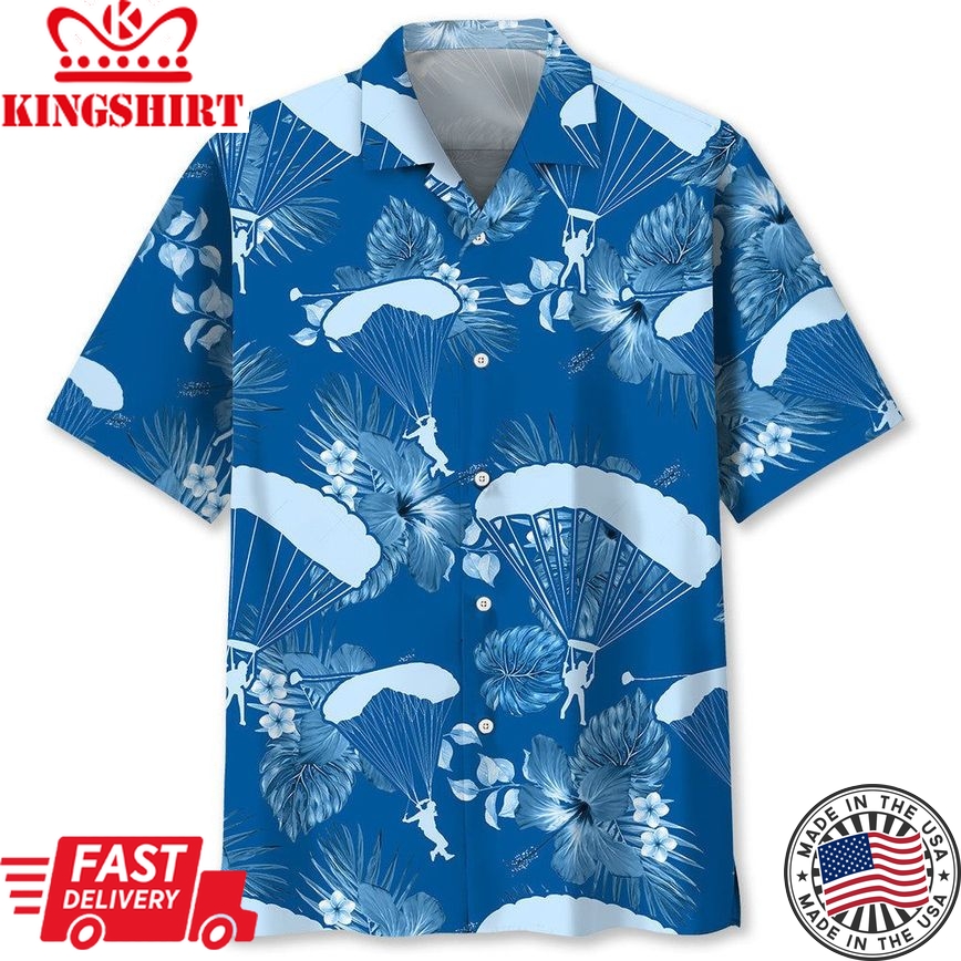 Skydiving Blue Trendy Hawaiian Shirt