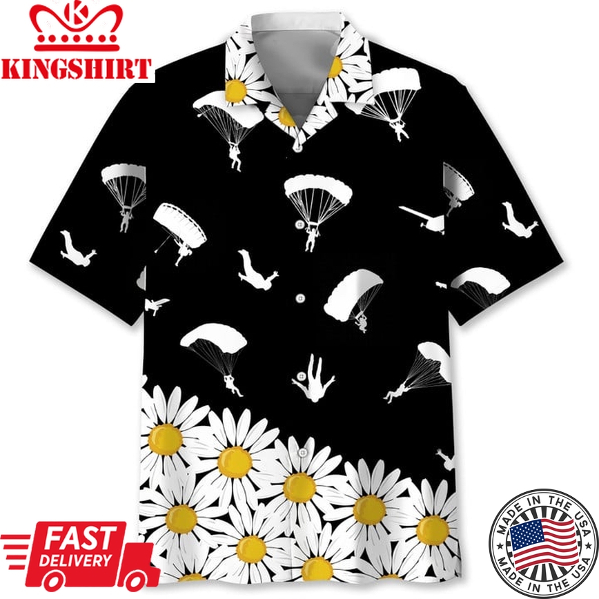 Skydiving Daisy Flower Trendy Hawaiian Shirt