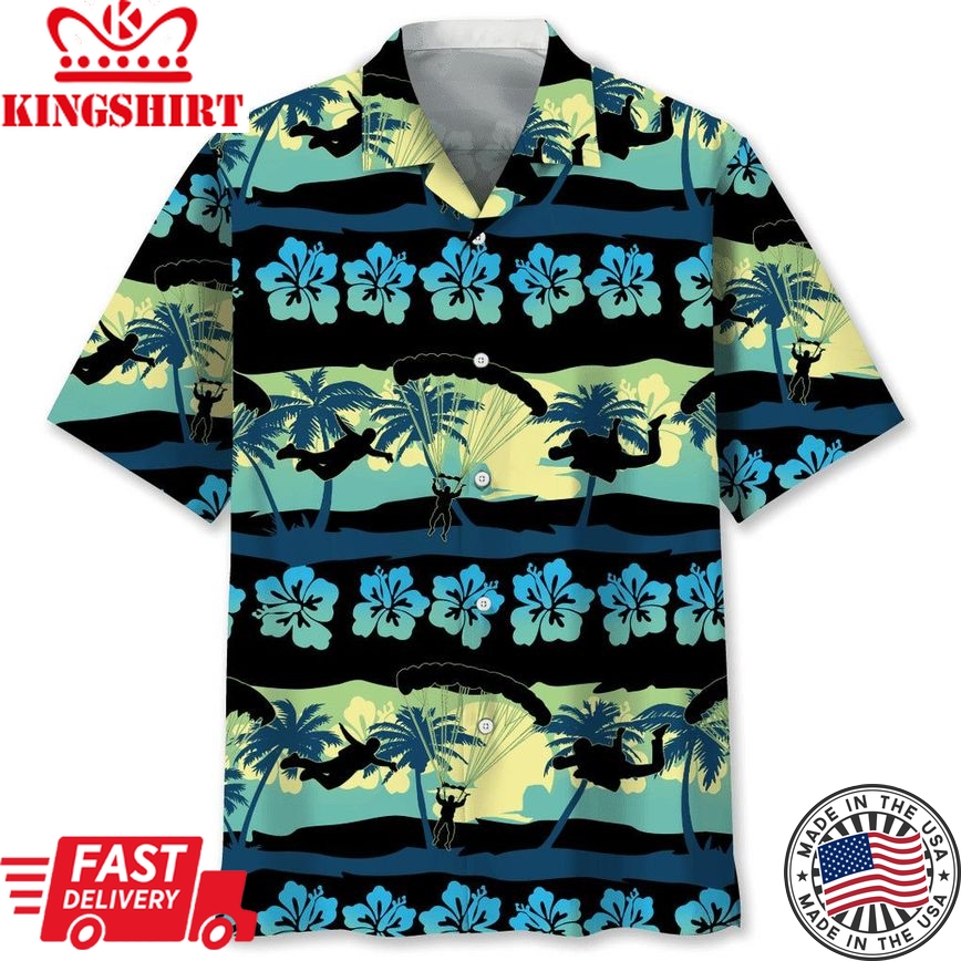 Skydiving Nature Beach Trendy Hawaiian Shirt