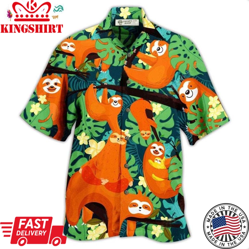 Sloth Don'T Worry Don'T Hurry Hawaiian Shirt