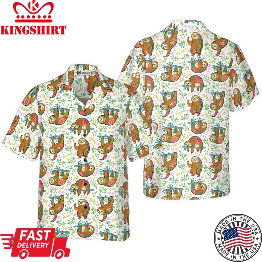 Sloth Flower Hawaiian Shirt