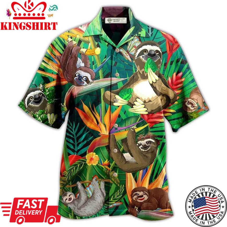 Sloth Happiness All Day Hawaiian Shirt