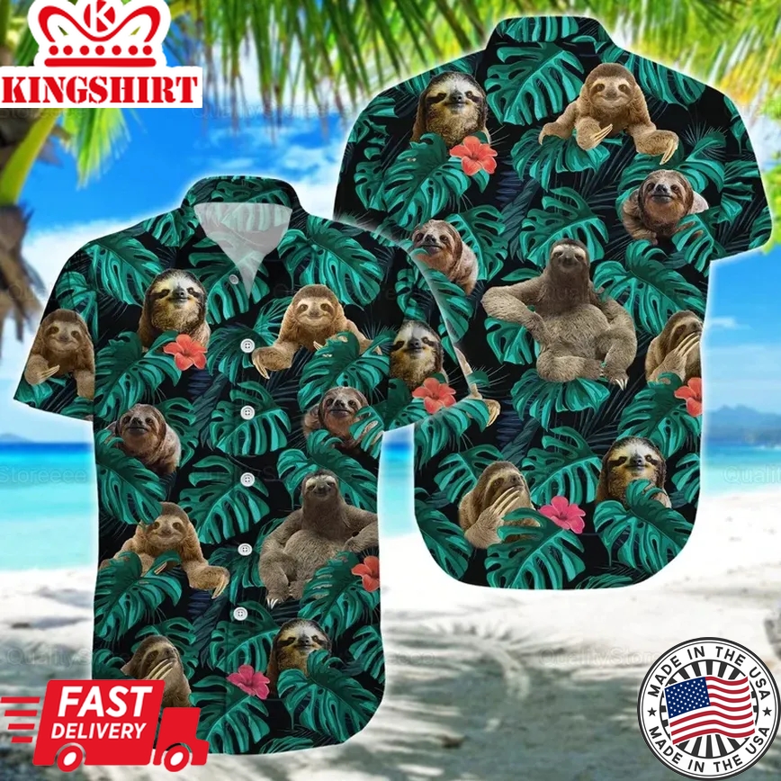 Sloth Hawaii Shirt, Sloth Shirts, Shirt For Men, Trendy Hawaiian Shirts, Sloth Gifts