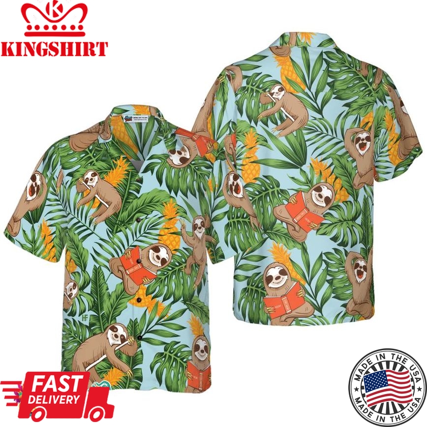 Sloth With Tropical Fruit Shirt For Men Hawaiian Shirt