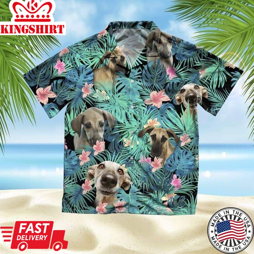 Sloughi Trendy Hawaiian Shirt, Dog Summer Leaves Trendy Hawaiian Shirt, Unisex Print Aloha Short Sleeve Casual Shirt Summer Gifts