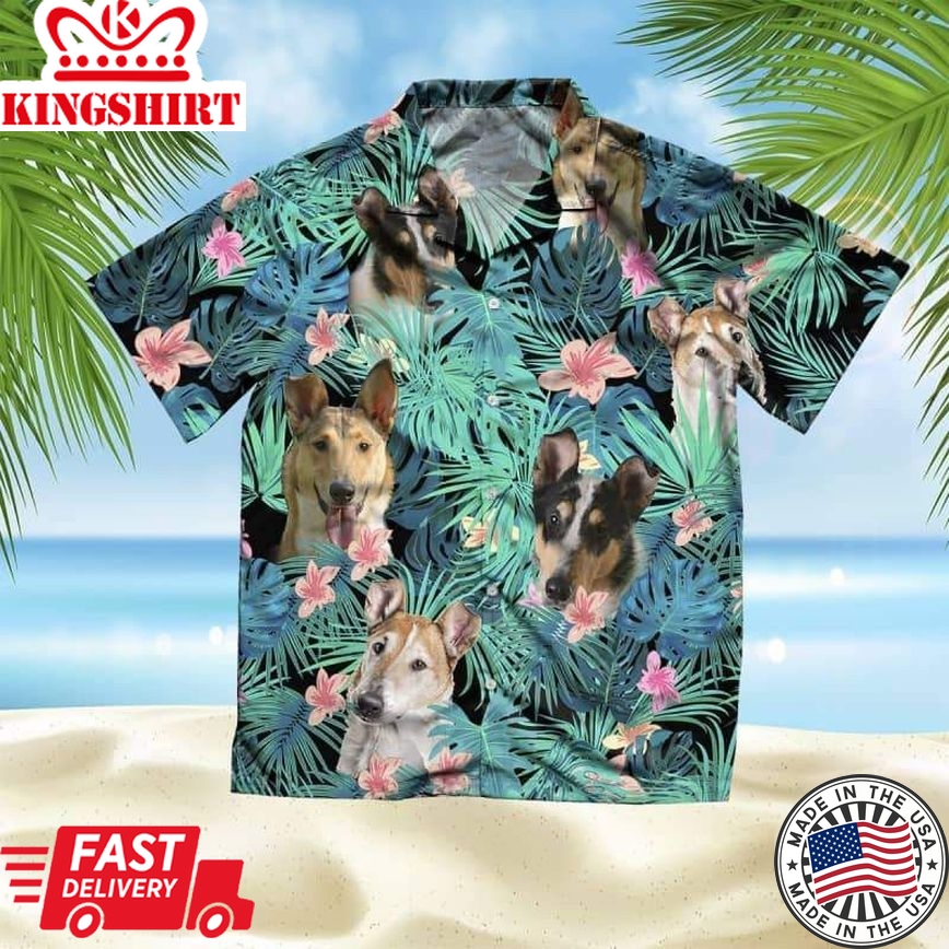 Smooth Collie Trendy Hawaiian Shirt, Dog Summer Leaves Trendy Hawaiian Shirt, Unisex Print Aloha Short Sleeve Casual Shirt Summer Gifts