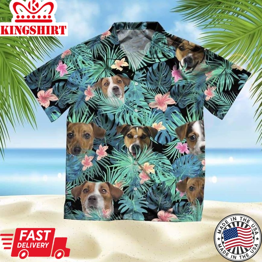 Smooth Fox Terrier Trendy Hawaiian Shirt, Dog Summer Leaves Trendy Hawaiian Shirt, Unisex Print Aloha Short Sleeve Casual Shirt Summer Gifts