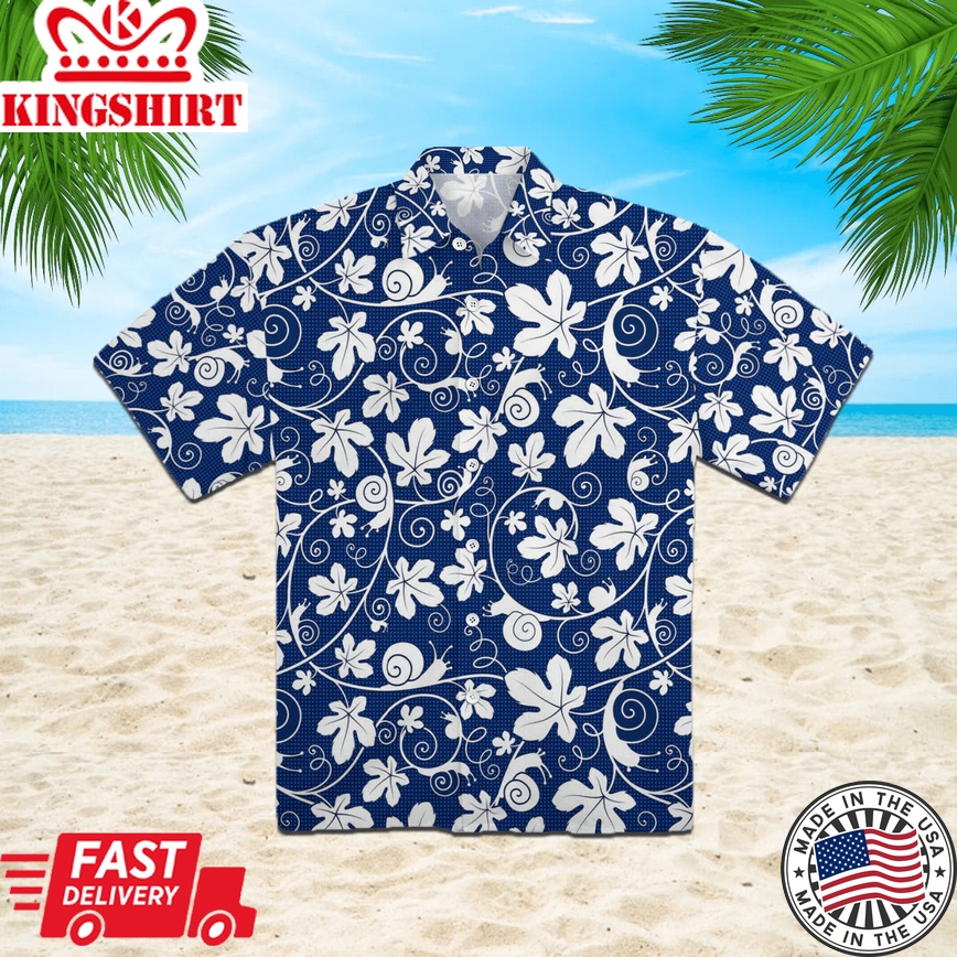 Snails On The Vine White Blue Floral Trendy Hawaiian Shirt