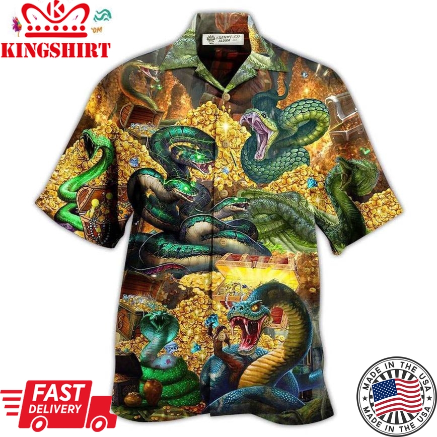 Snake Love Gold Cool Hawaiian Shirt