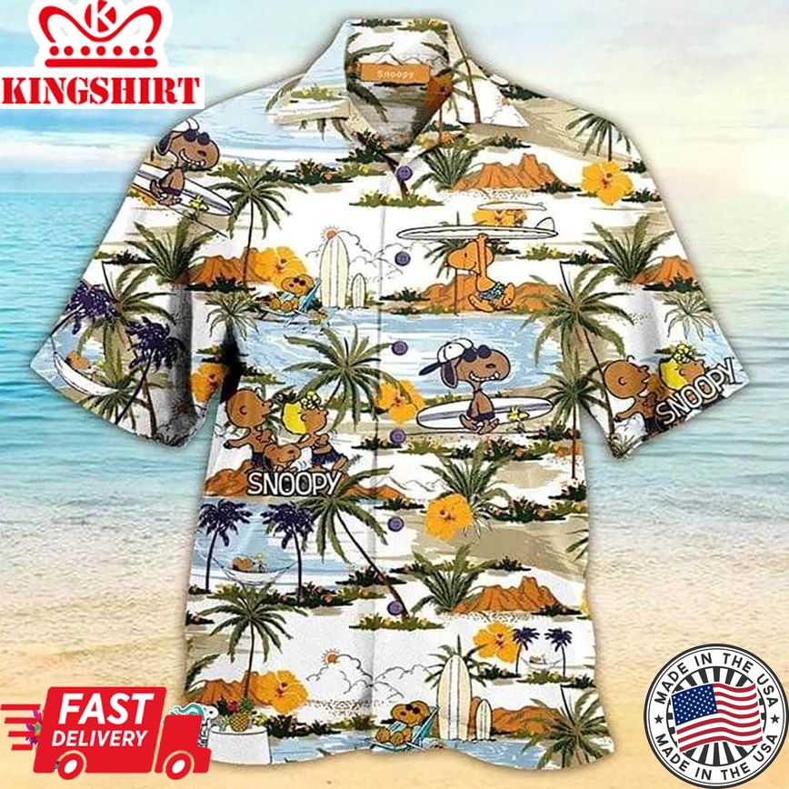 Snoopy And Friends Brown Summer Holiday Family Aloha Hawaiian Beach Shirt