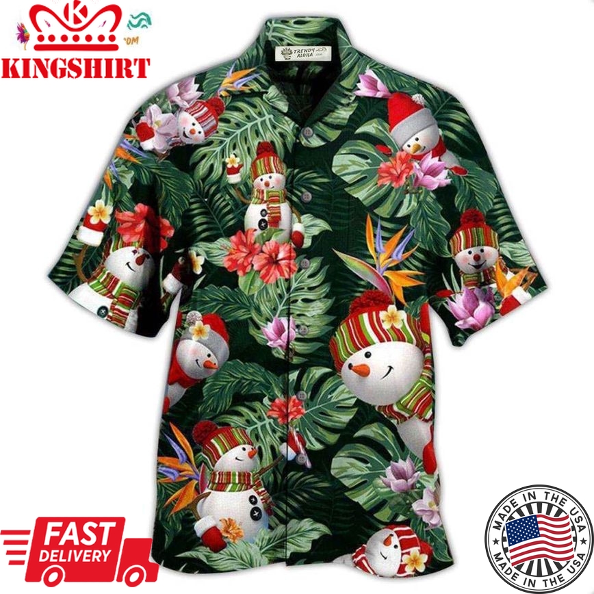 Snowman Stay Cool Tropical Leaf Hawaiian Shirt