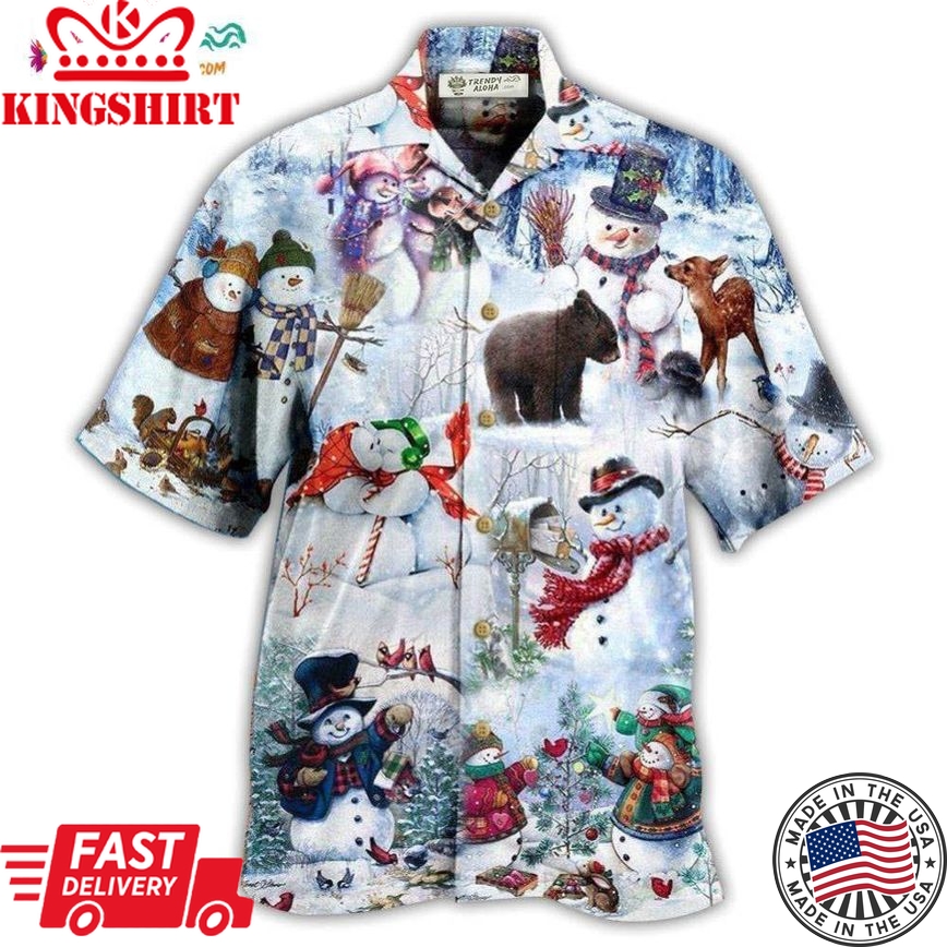 Snowman The World Changes When Its Snows Hawaiian Shirt