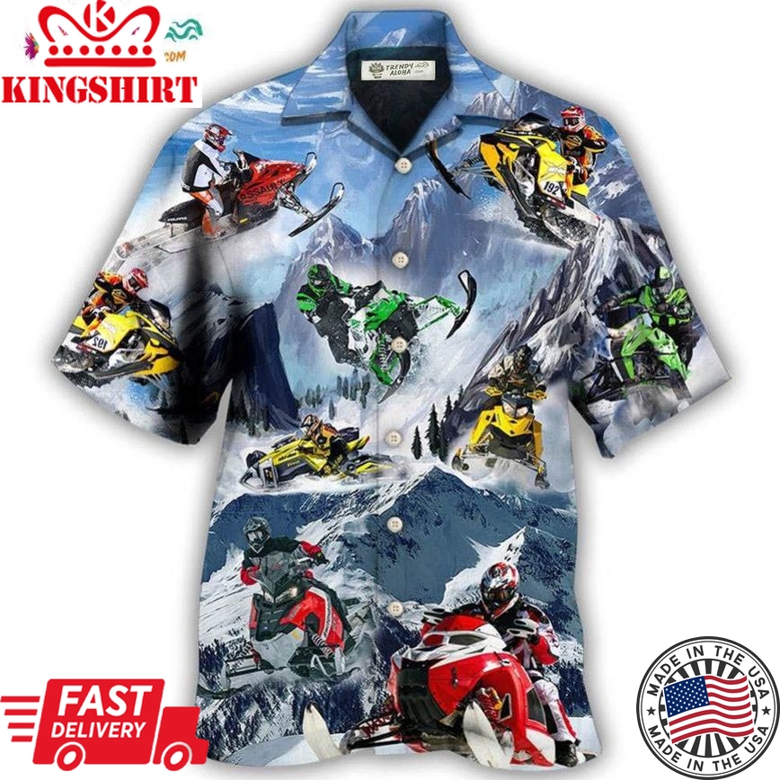 Snowmobile Life Style With Ice Mountain Hawaiian Shirt